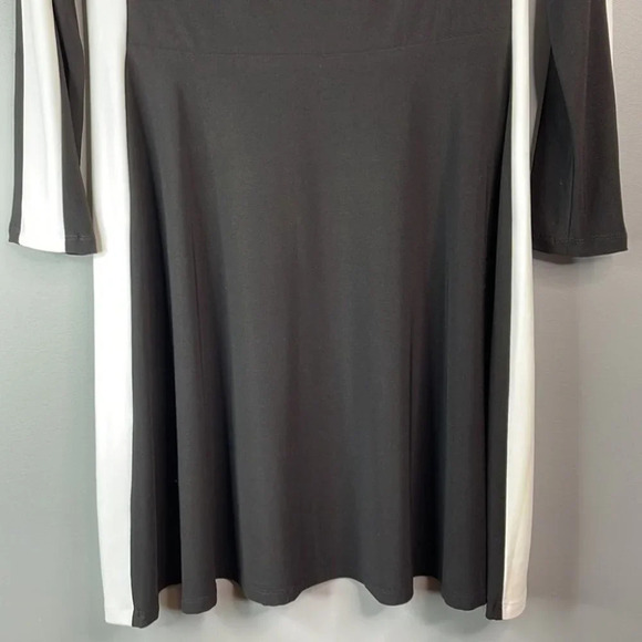 LAUREN Ralph Lauren Long Sleeve Dress Black White Bateau Neck Classic Size 10 - Picture 4 of 10
